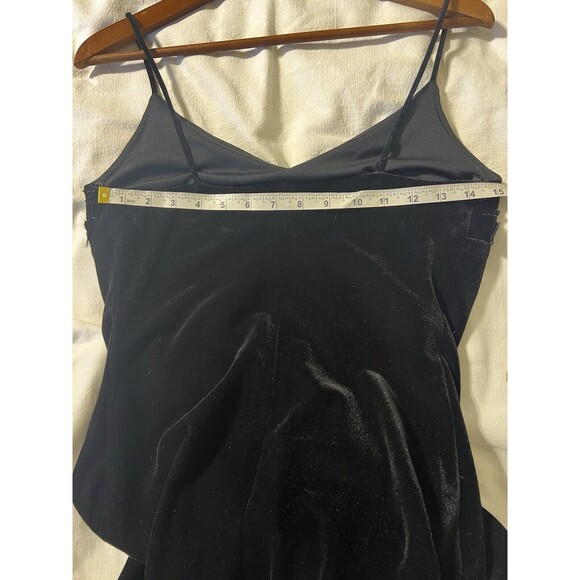 Vintage Xscape Velvet Stretch Flare Hem Maxi Black Y2K Whimsigoth Dress Size 6 - Picture 9 of 13